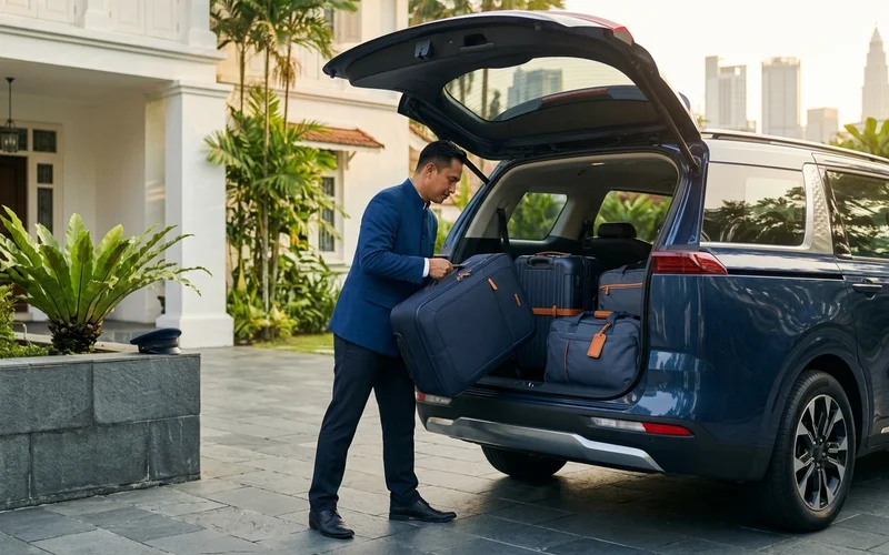 Luggage being loaded before a long-distance journey