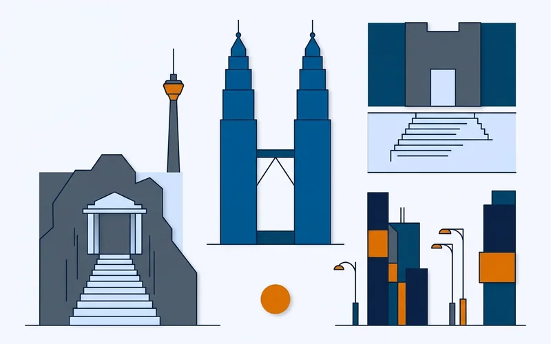 Collage of Kuala Lumpur landmarks featured on city tours
