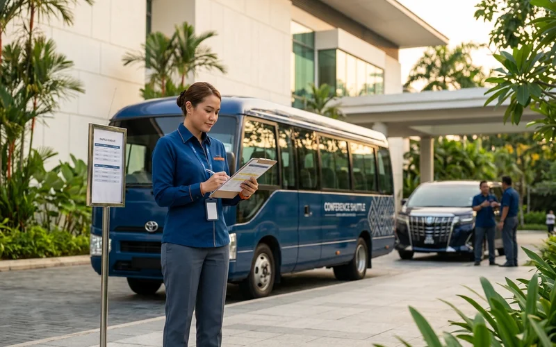 Coordinating a multi-vehicle conference shuttle schedule