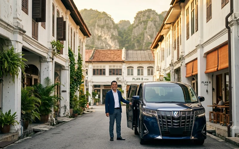 Ipoh old town with limestone hills behind