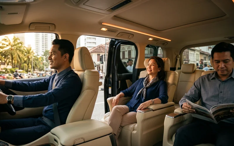 Alphard interior with captain seats and ambient lighting
