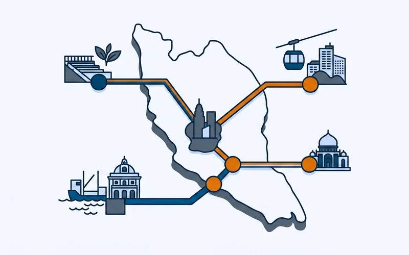 Map of day-trip destinations radiating from Kuala Lumpur