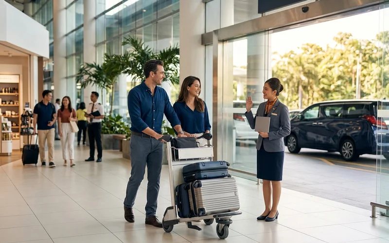 Travellers walking through the KLIA2 arrival hall