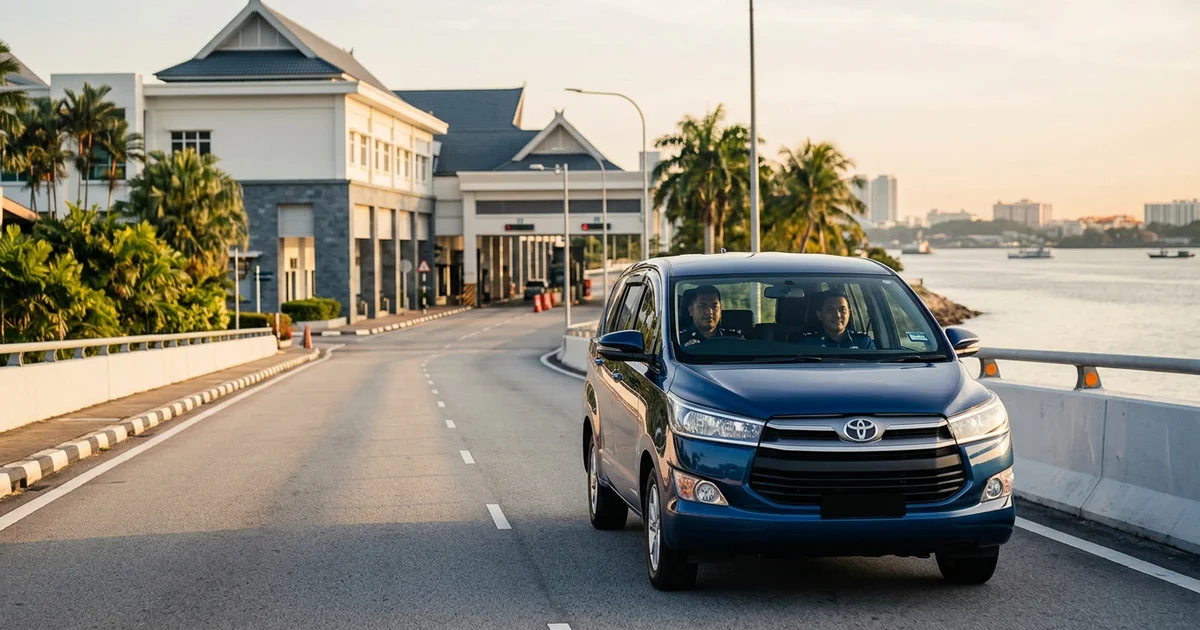 A private vehicle approaching the Malaysia-Singapore Causeway