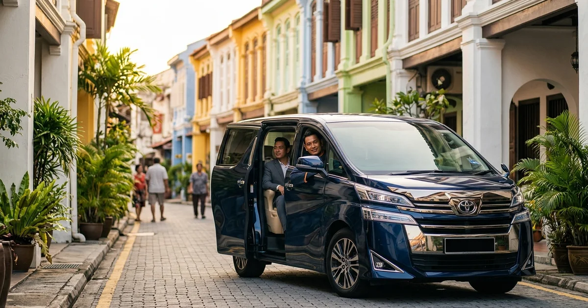 A private vehicle arriving in the Malacca heritage area