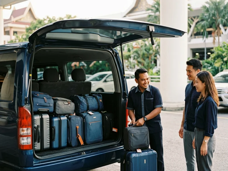 Luggage compartment loaded for a group transfer
