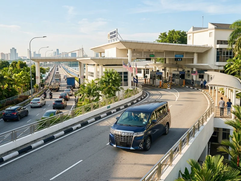 Approaching the Woodlands Causeway checkpoint