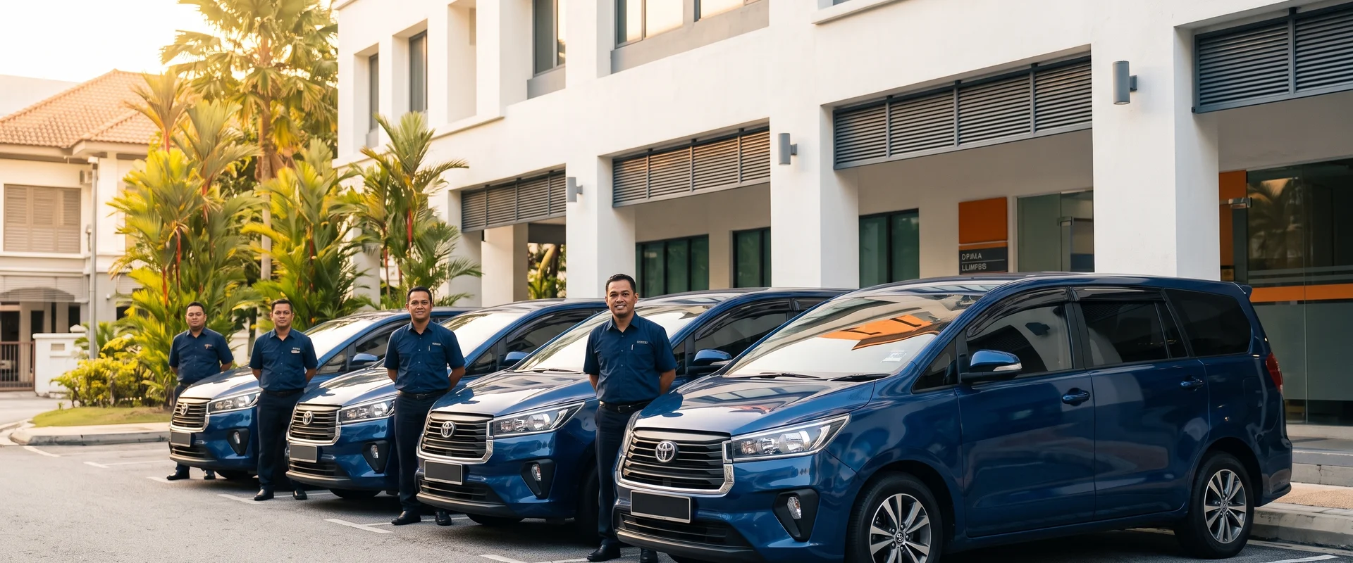 The MyTranslane chauffeur team beside the company fleet in Kuala Lumpur